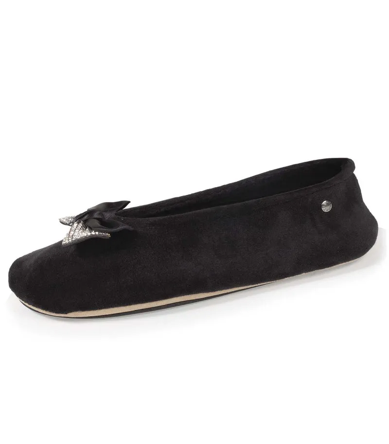 Chaussons ballerines Femme Nœud Bijou Noir