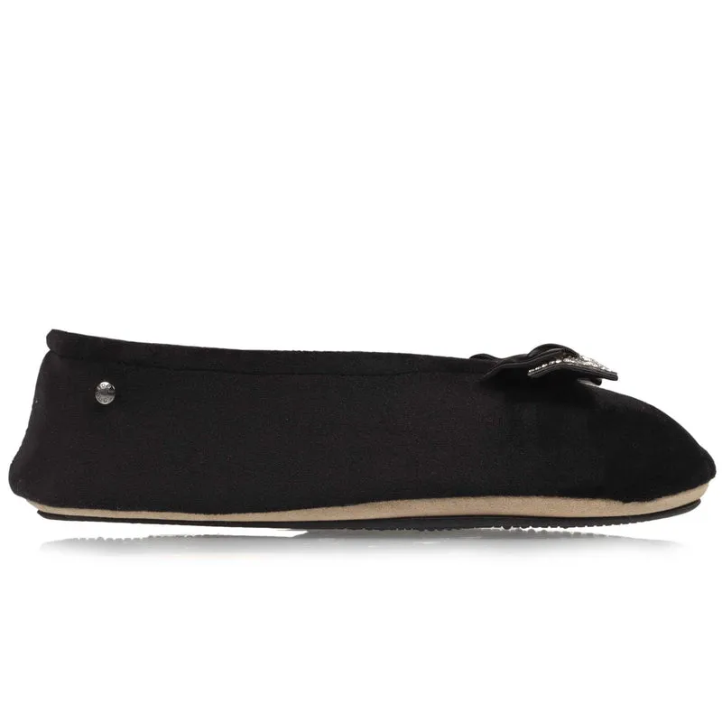 Chaussons ballerines Femme Nœud Bijou Noir