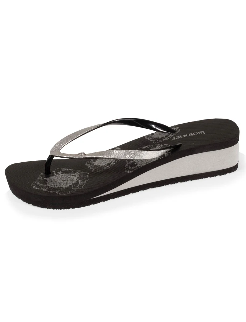 Tongs Femme talon floral noir