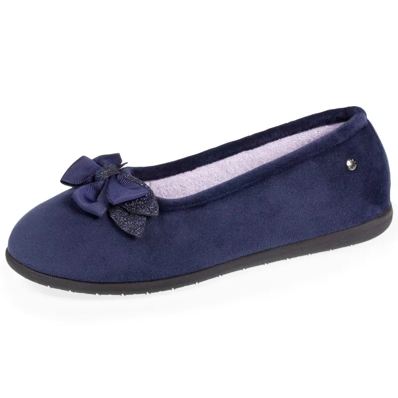 Chaussons ballerines Femme Nœud Marine