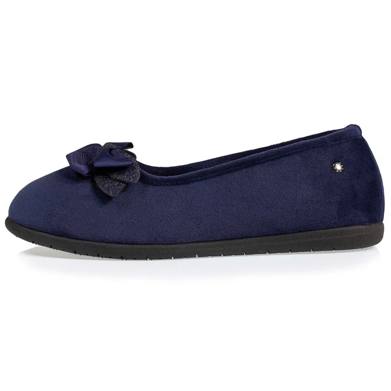 Chaussons ballerines Femme Nœud Marine