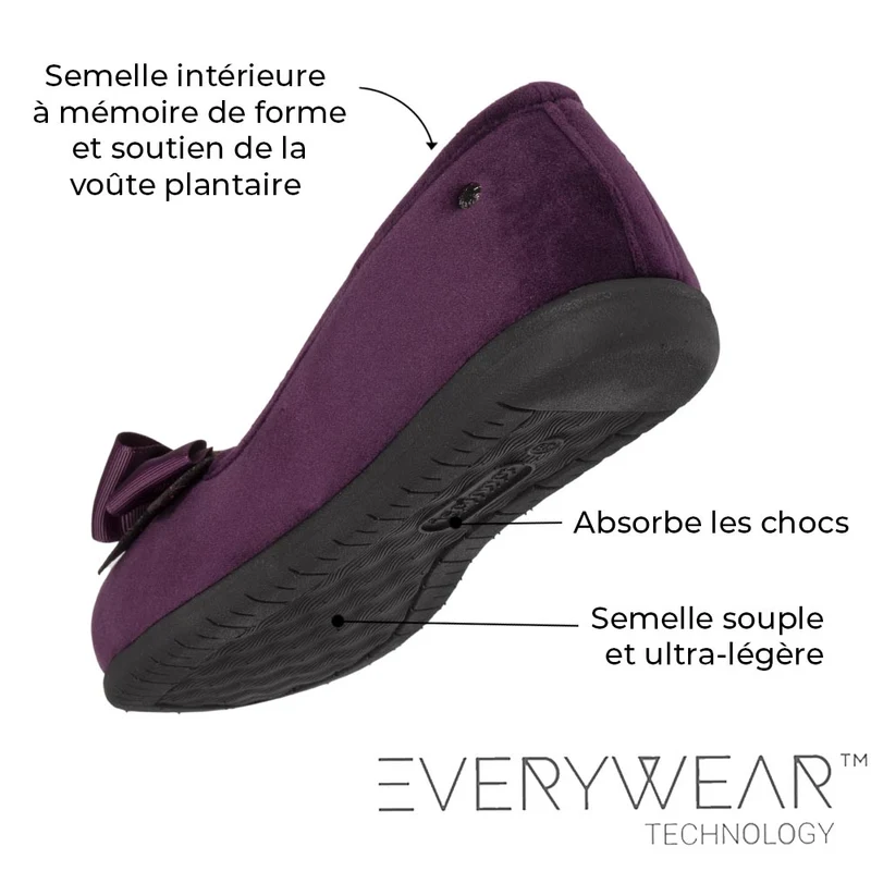 Chaussons ballerines Femme Nœud Marine