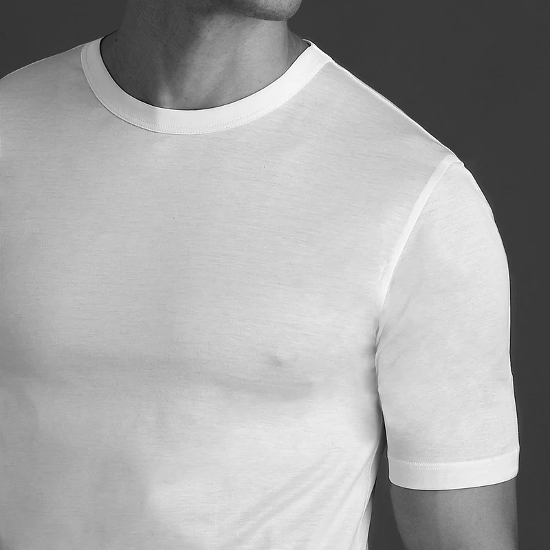 T-shirt col rond - Blanc - Coton