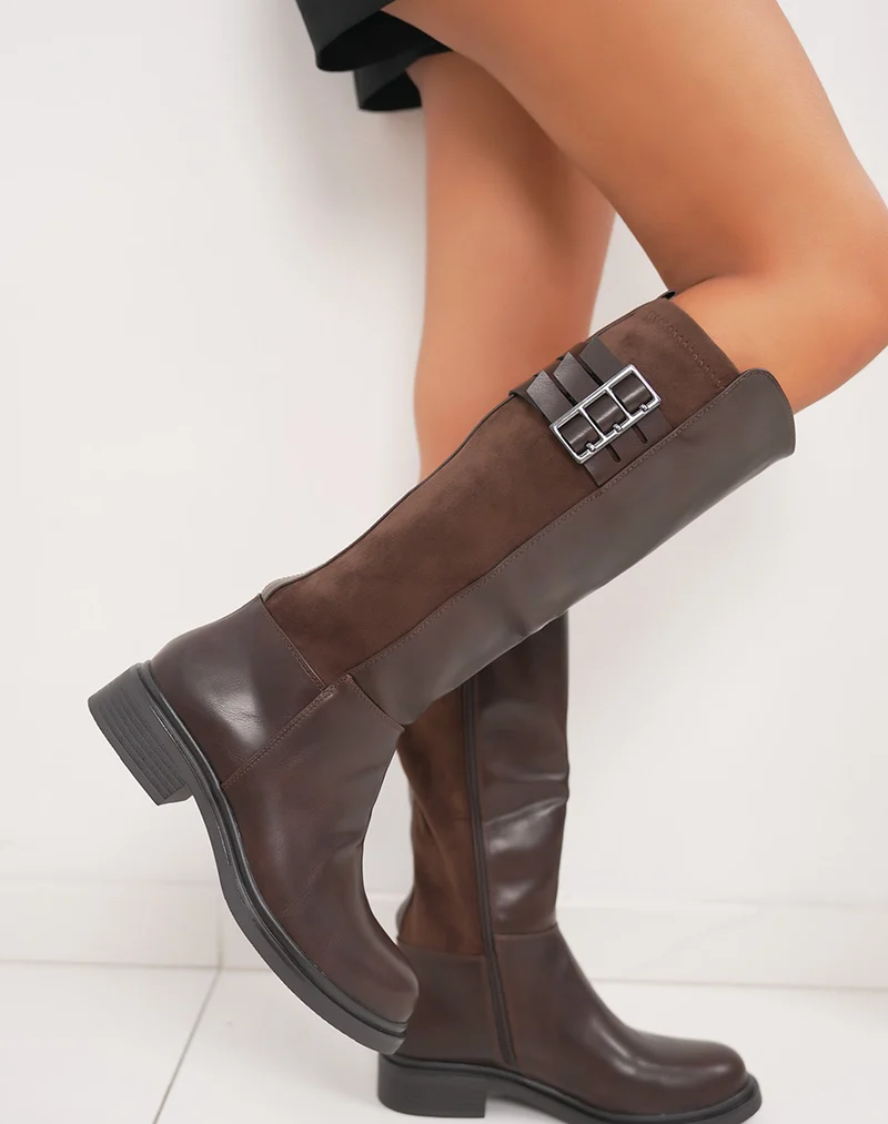 Bottes marrons plates bi-matière
