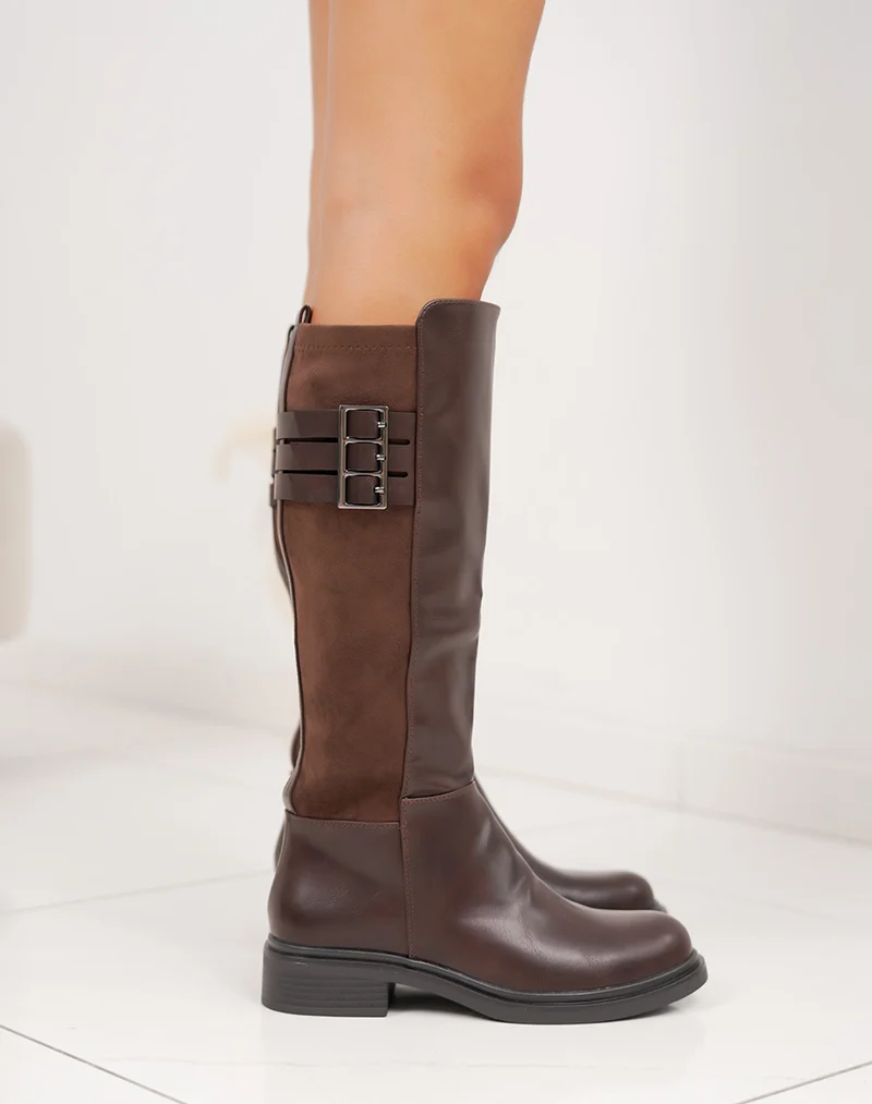 Bottes marrons plates bi-matière