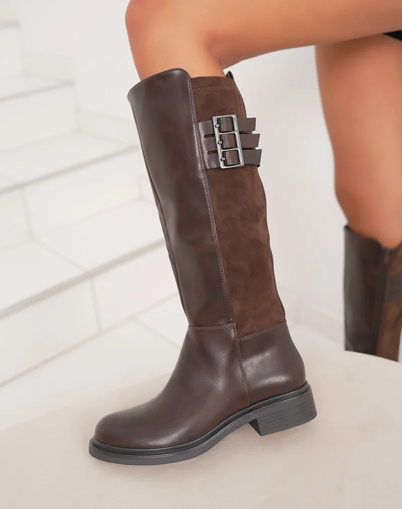 Bottes marrons plates bi-matière