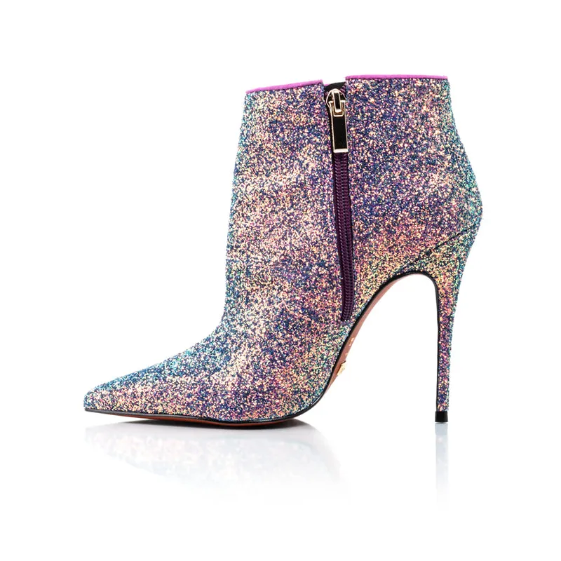 Lucia Pink Glitter Ankle Boots