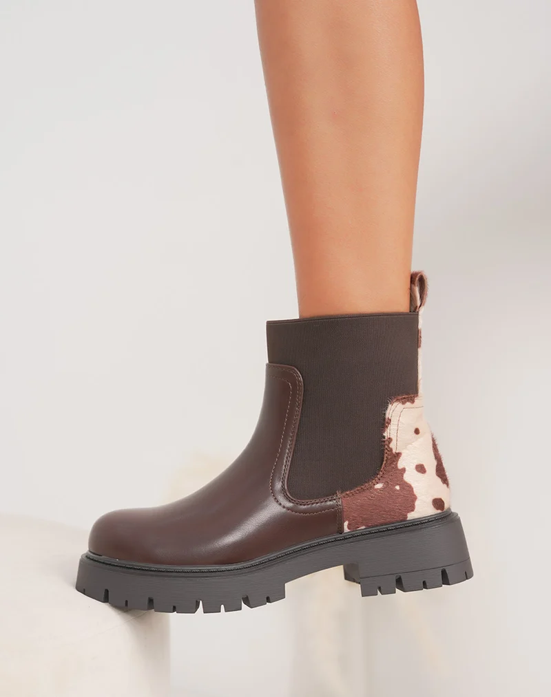 Bottines Chelsea marron – Détail vachette – Semelle crantée