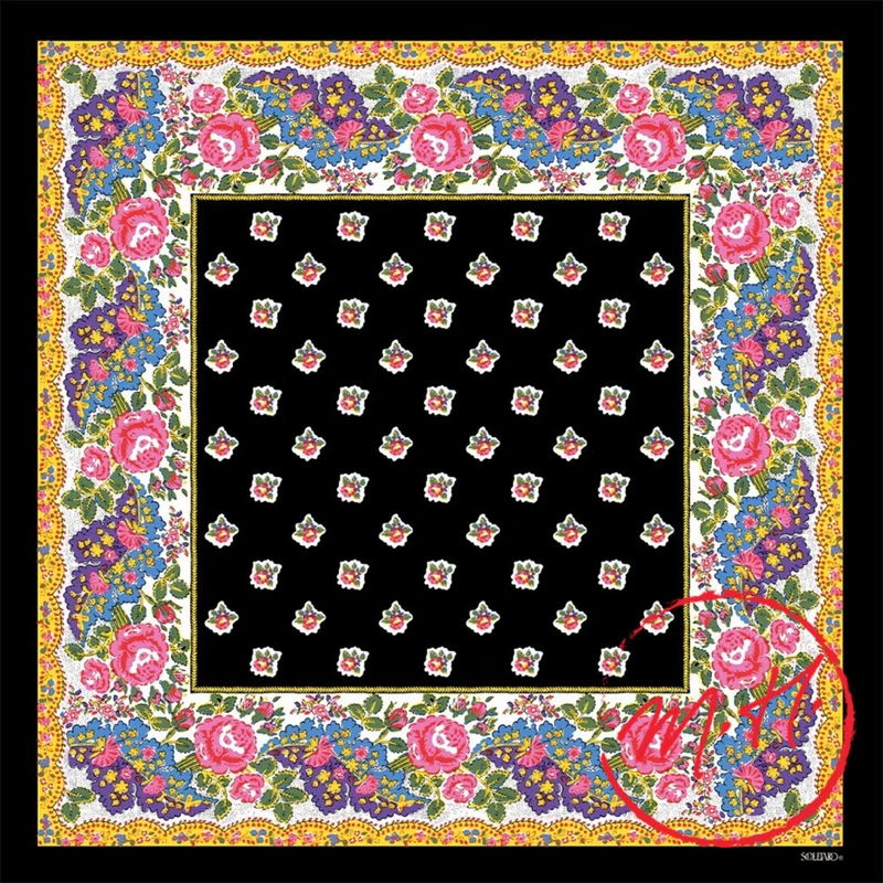 Foulard provençal rose et noir Souleiado