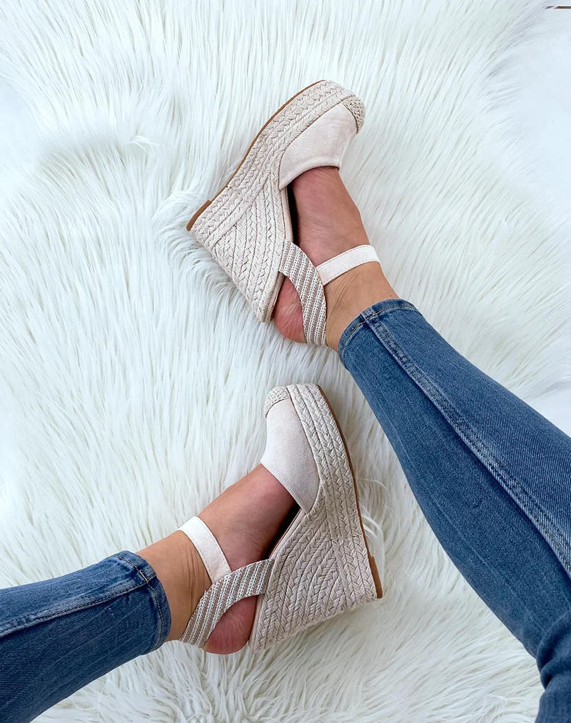 Compensées beiges style espadrille