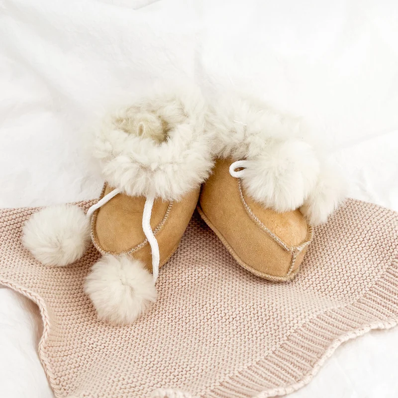 Chaussons fourrés bébé en mérinos