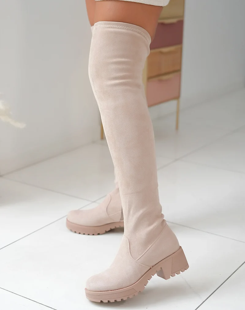 Cuissardes en suédine beige