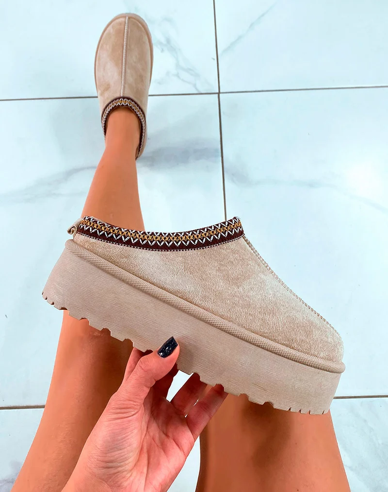 Mule beige en suédine