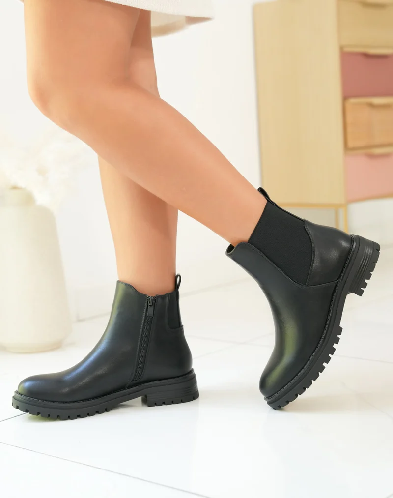 Bottines noires style chelsea pour femme