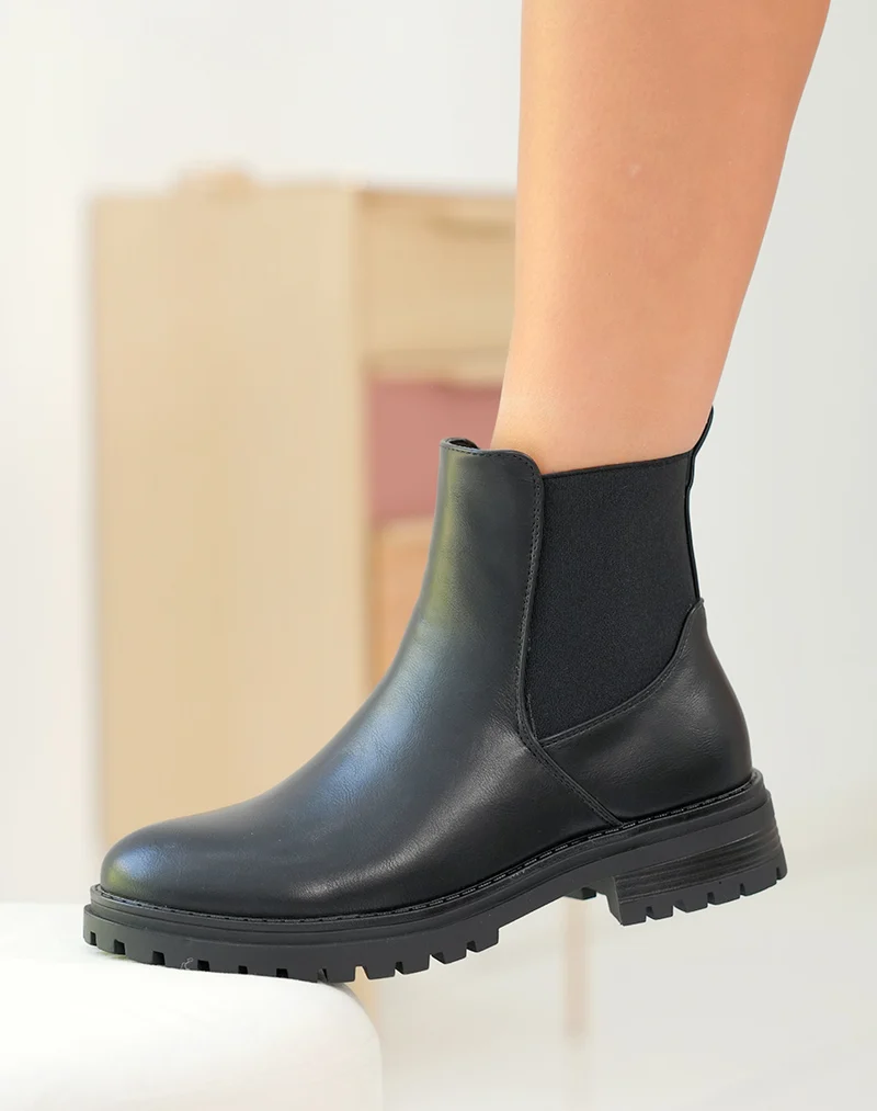 Bottines noires style chelsea pour femme