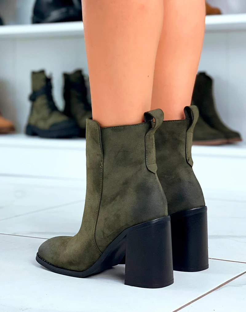 Bottines Vertes Tendance : Talon 9cm & Style Hivernal
