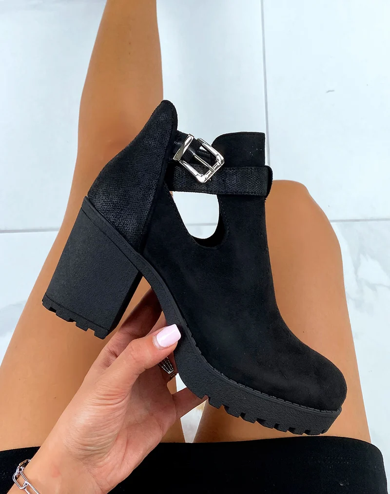 Bottines noires bi matières