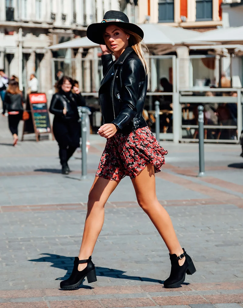Bottines noires bi matières