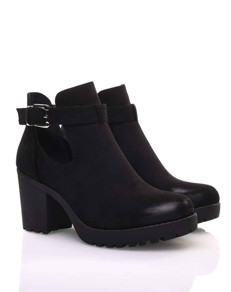 Bottines noires bi matières