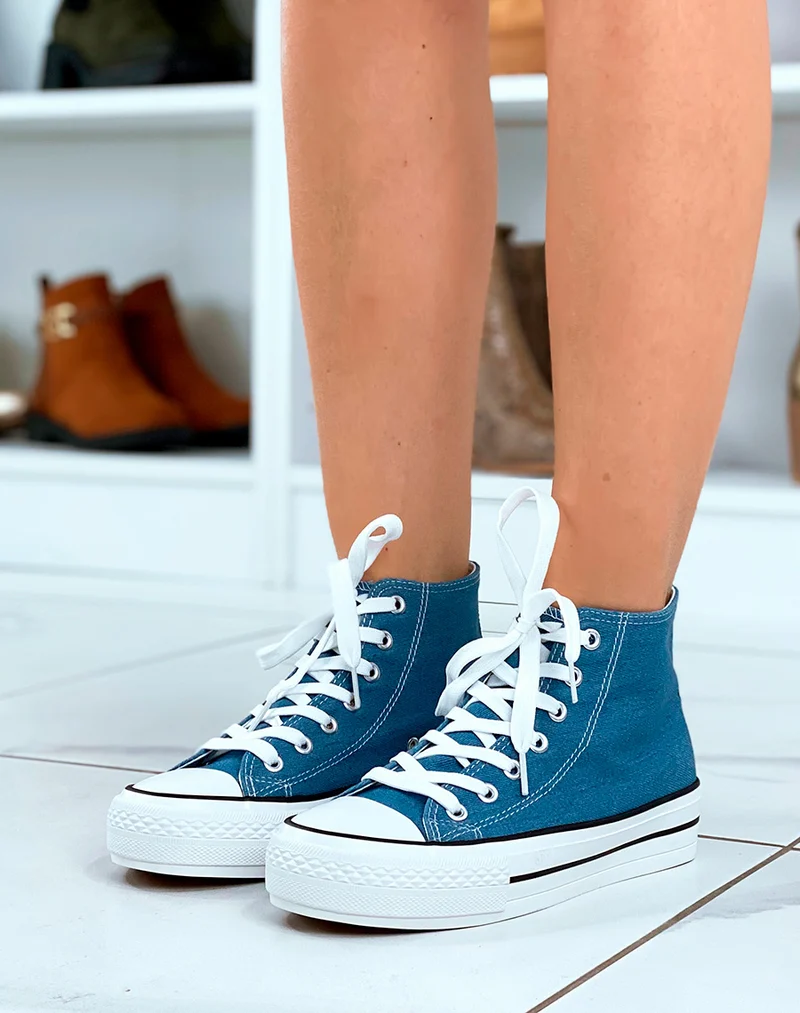 Baskets femme en toile jean
