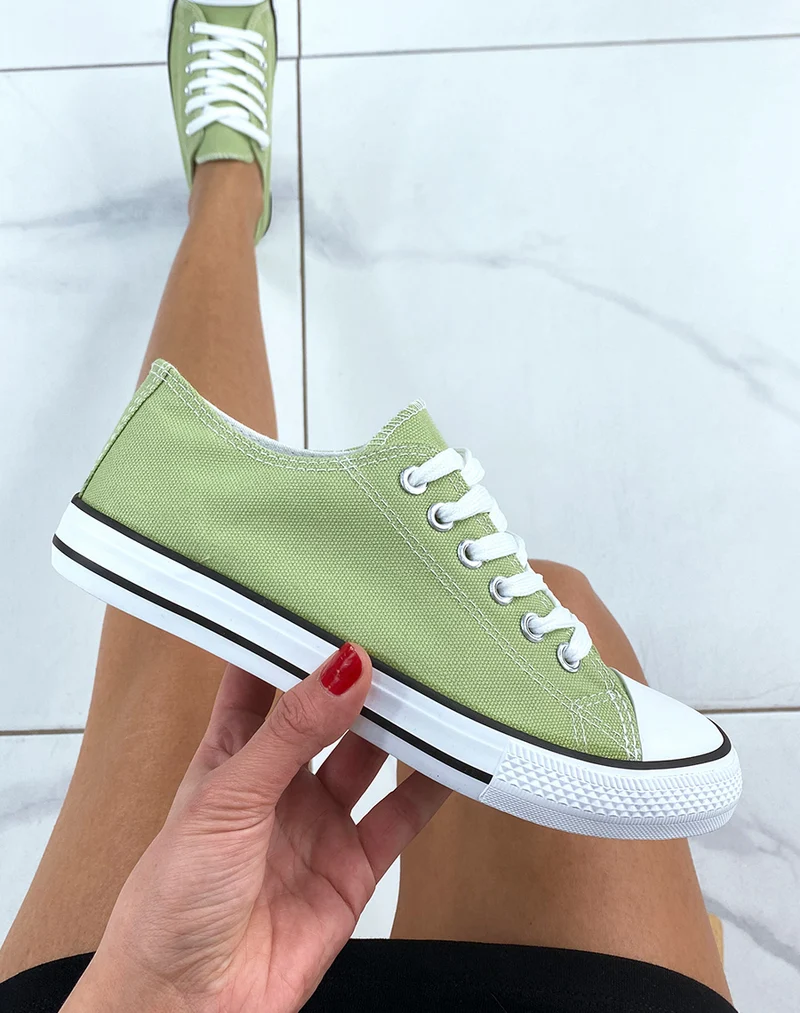 Baskets basses en tissu vert pomme