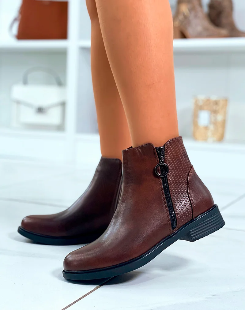 Séduction Chocolat : Bottines Bi-Matière pour femme
