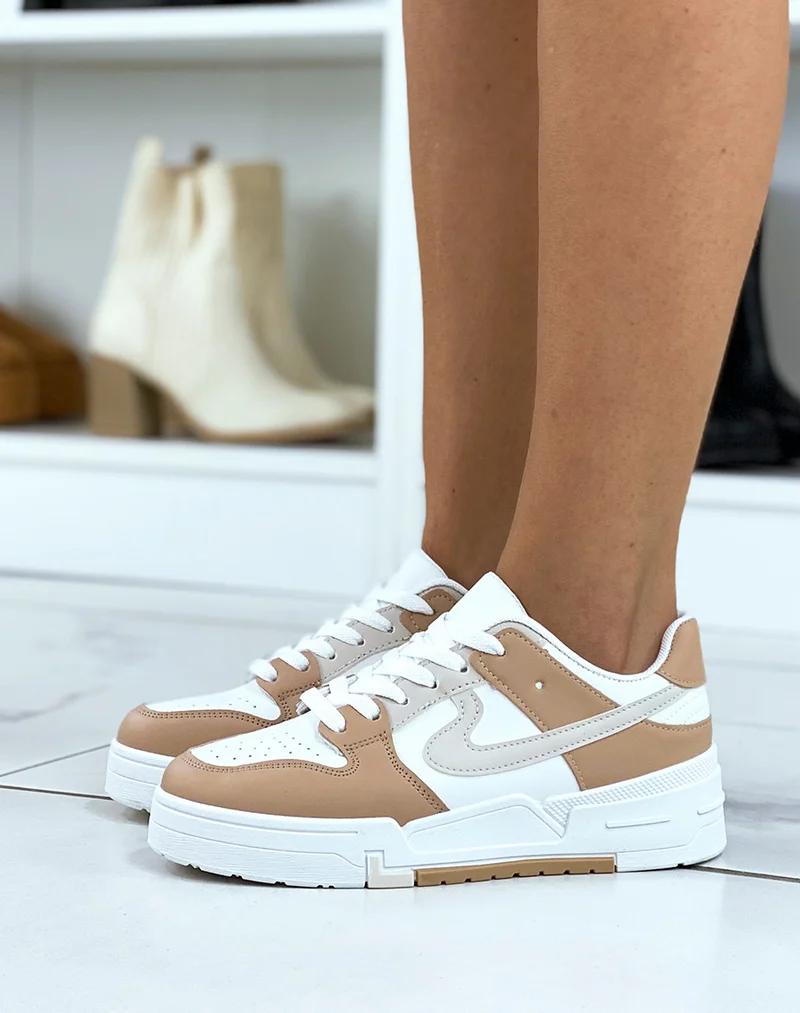 Baskets blanches et beiges