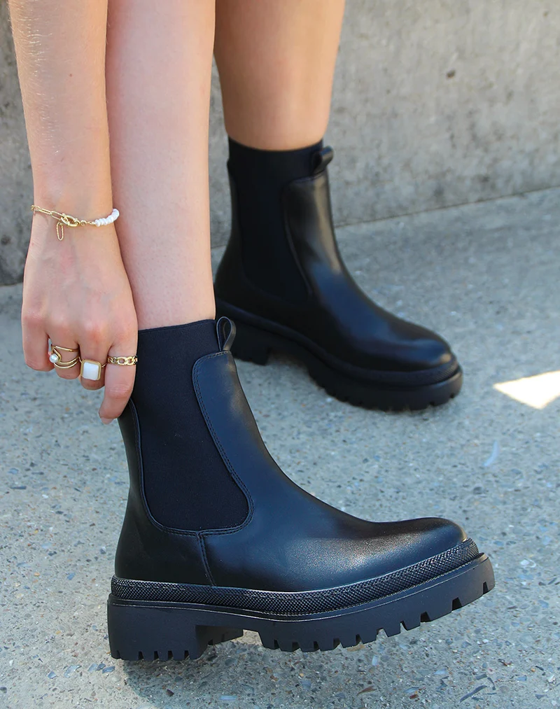 Bottines noires style chelsea à élastique montant