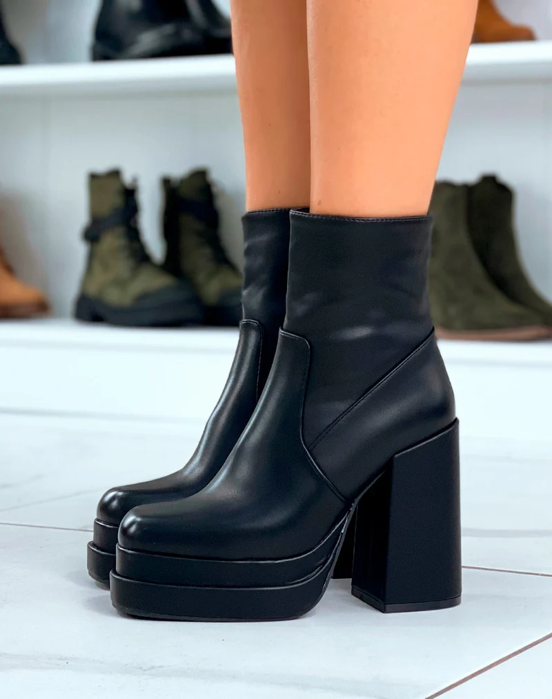 BOTTINES FEMME CHIC NOIRES ? TALON ?PAIS