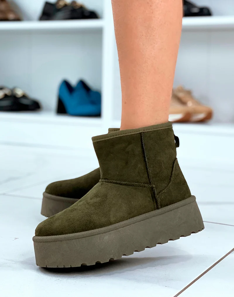 Bottines femme vertes mi-hautes le charme hivernal