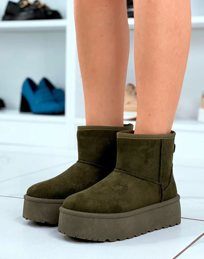 Bottines femme vertes mi-hautes le charme hivernal
