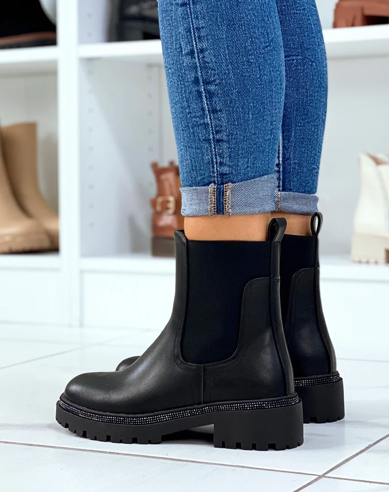 Bottines noires style chelsea boot avec élastique