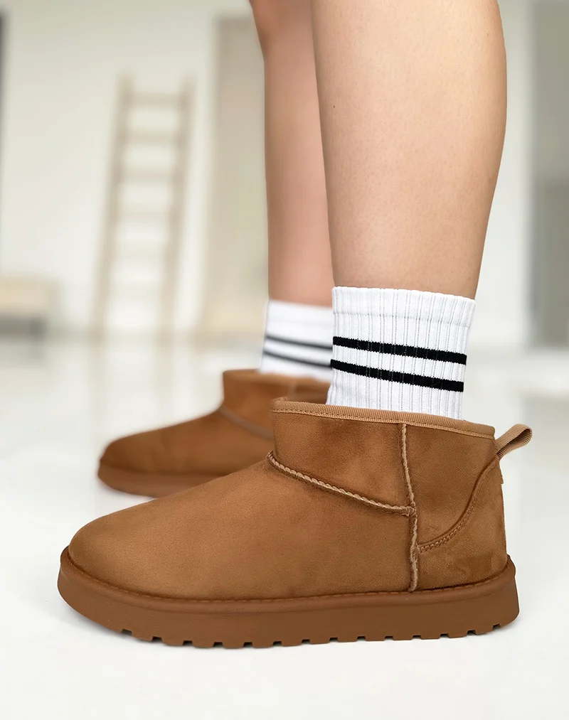 Bottines camel fourrées en suédine