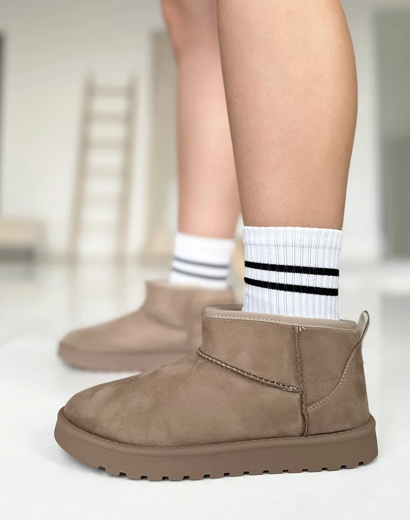 Bottines taupe fourrées en suédine