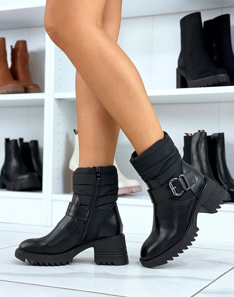 Bottines noires avec effet matelassé