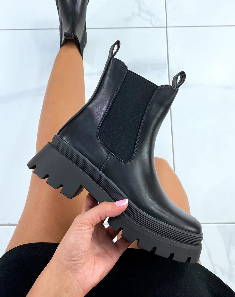Bottines noires à élastique et double languettes