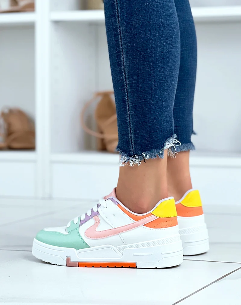 Baskets multicolores blanches et vertes