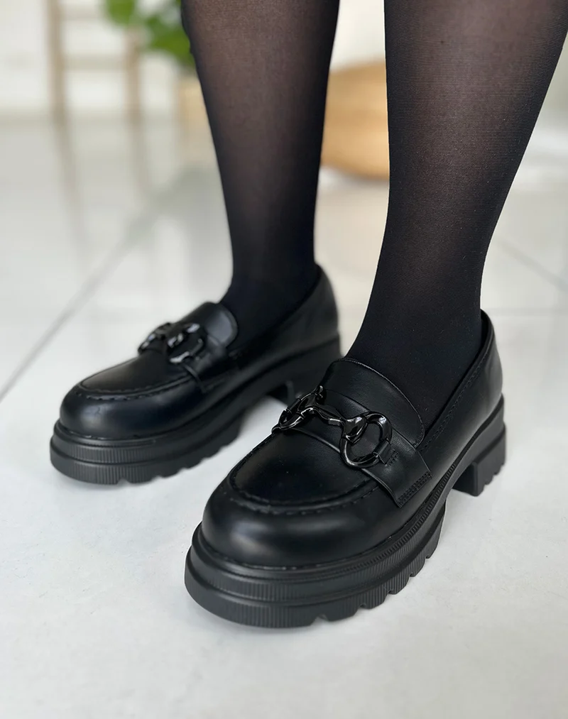 Mocassins noirs à grosse plateforme