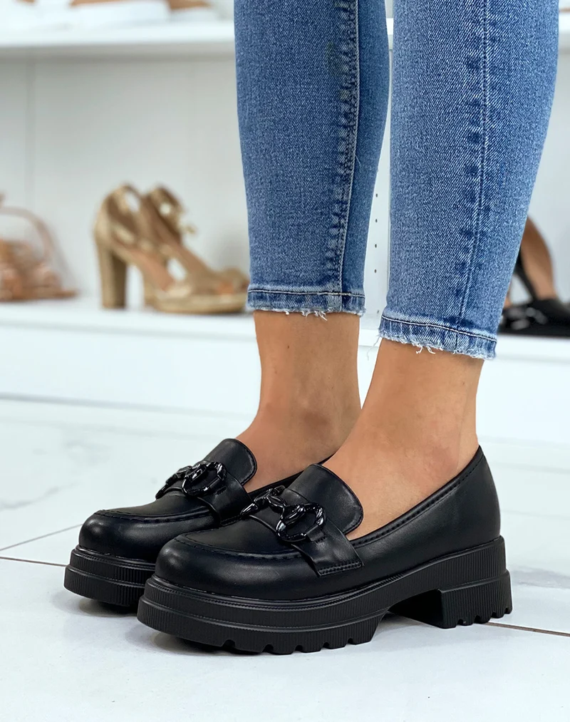 Mocassins noirs à grosse plateforme