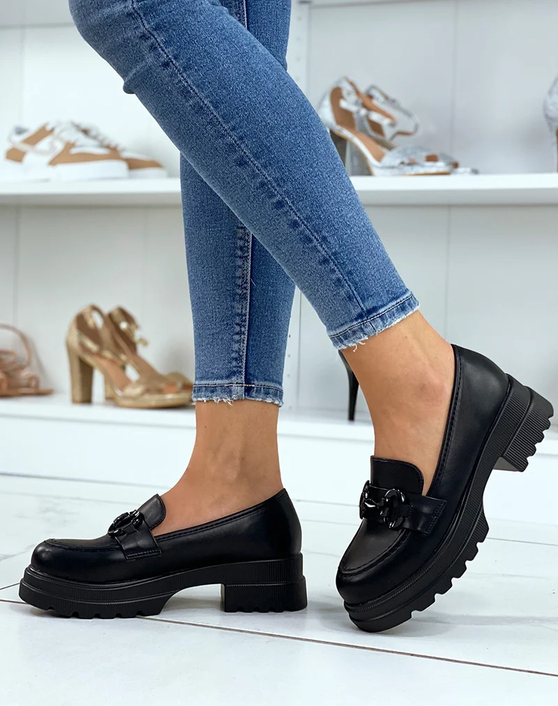 Mocassins noirs à grosse plateforme