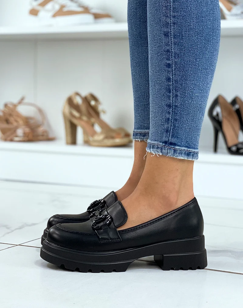 Mocassins noirs à grosse plateforme