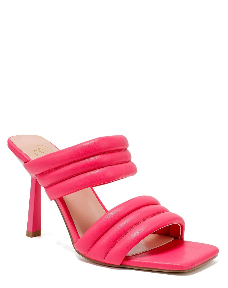 Sandales rose fushia à brides épaisses et talon aiguille