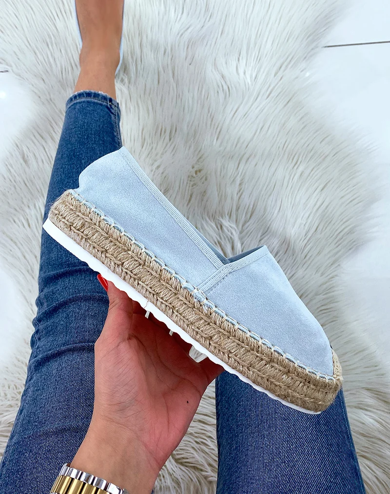 Espadrilles en jute et en suédine bleu clair