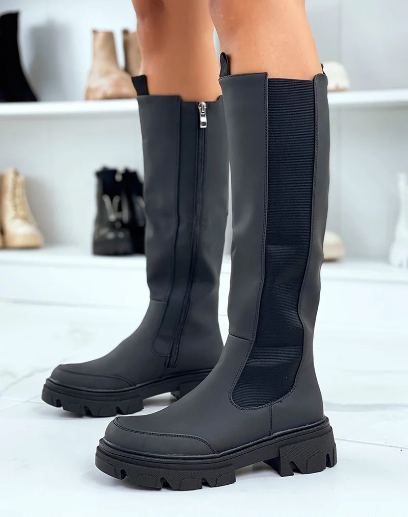 Bottes noires style chelsea effet imperméable
