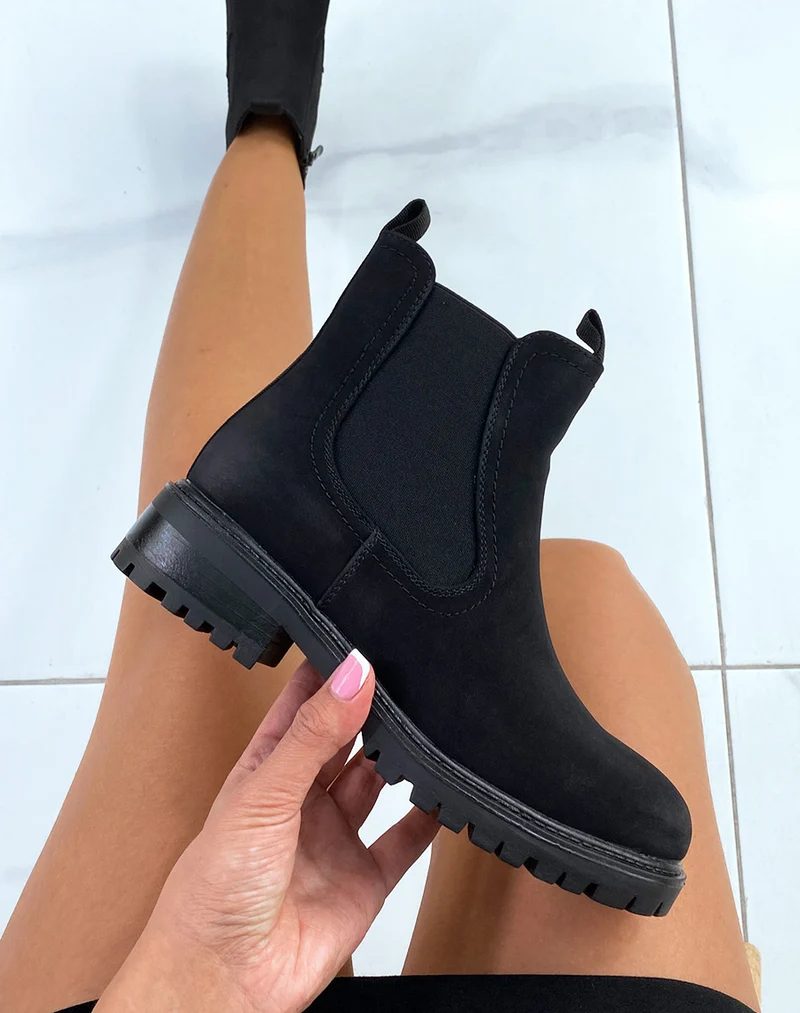 Bottines noires style chelsea de matière texturée