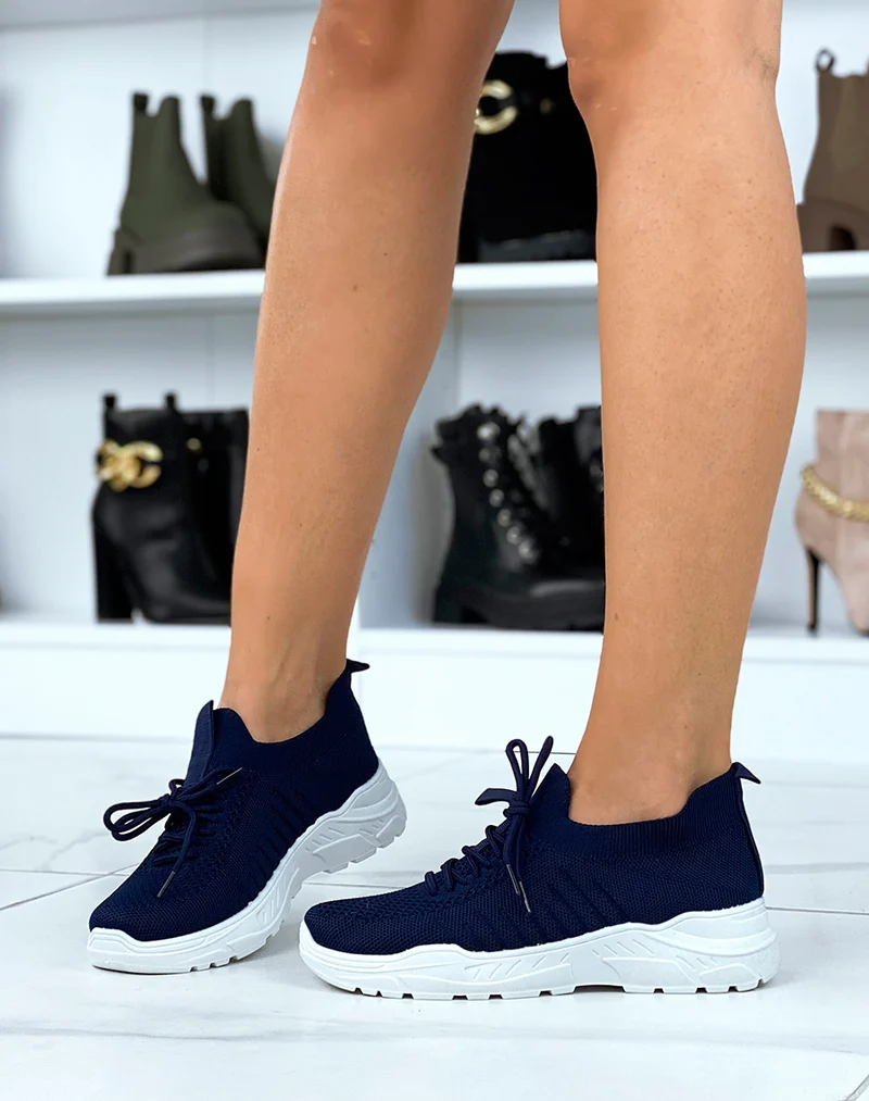 Baskets marine souples effet chaussette