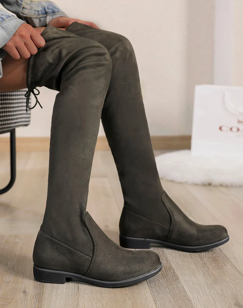 Cuissardes en suédine kaki
