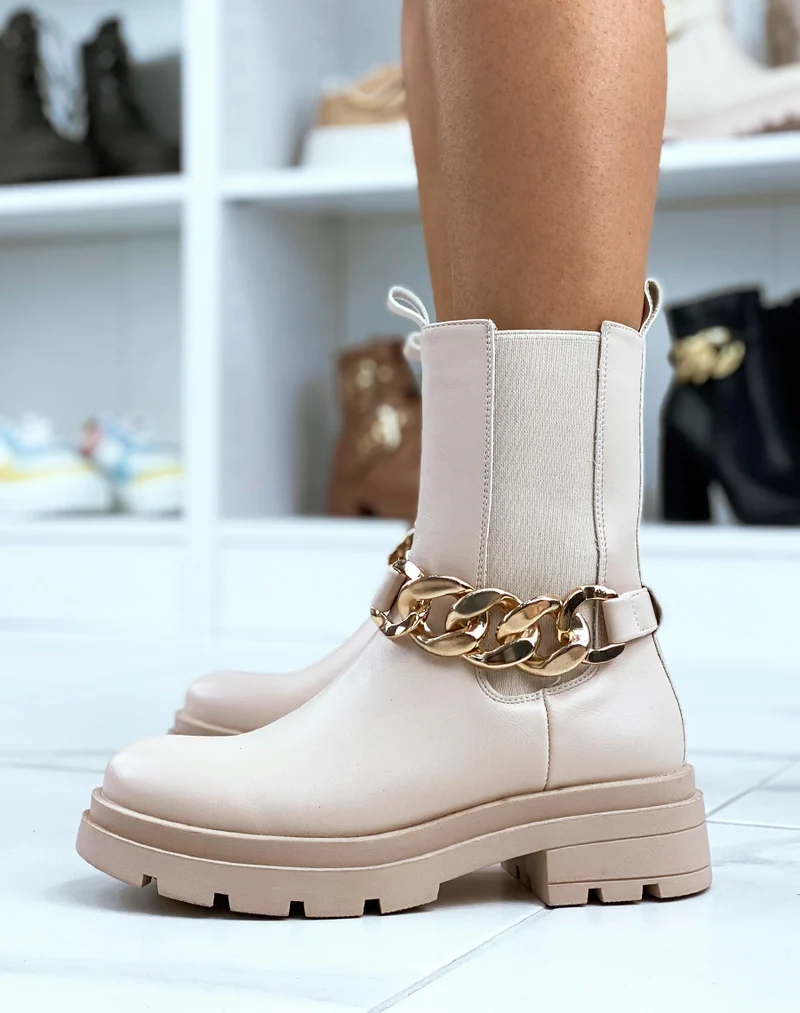 Bottines beiges avec élastique