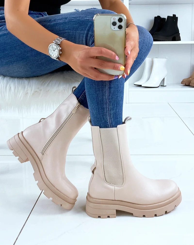 Bottines beiges avec élastique