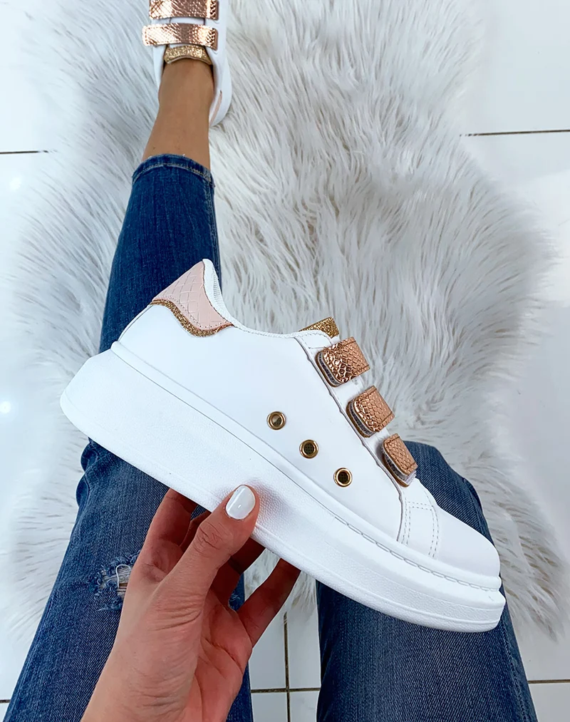 Basket blanche à scratchs rose gold